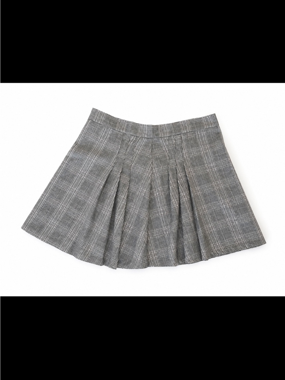 Garage Plaid Pleated Skirt Gray White Preppy Mini Skirt Large